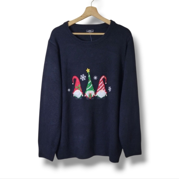 Lisa International Christmas Holiday Sweater 3X Gnomes Holiday Party NWT - Picture 1 of 9